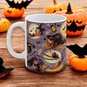 Halloween Decor Mug - Witch and Cauldron Design - Fall Coffee Cup for Halloween Party - Ghouls & Ghosts mug